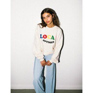 Madhappy Womens‎ Local Optimist Sweatshirt In Fleece Crew Neck White Medium